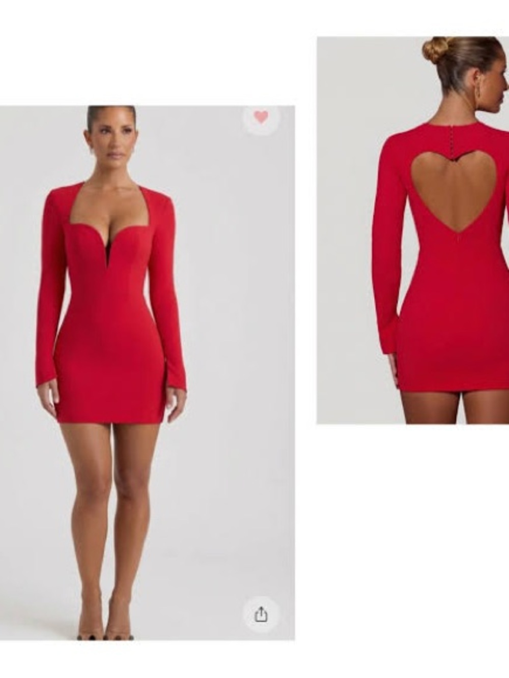 Oh Polly NWT Red Long-Sleeve Heart-Back Mini Dress MEDIUM US